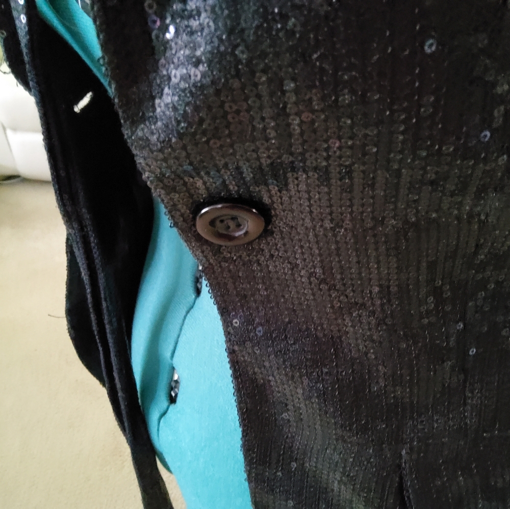 Black Sequence Blazer Size Small - image 3